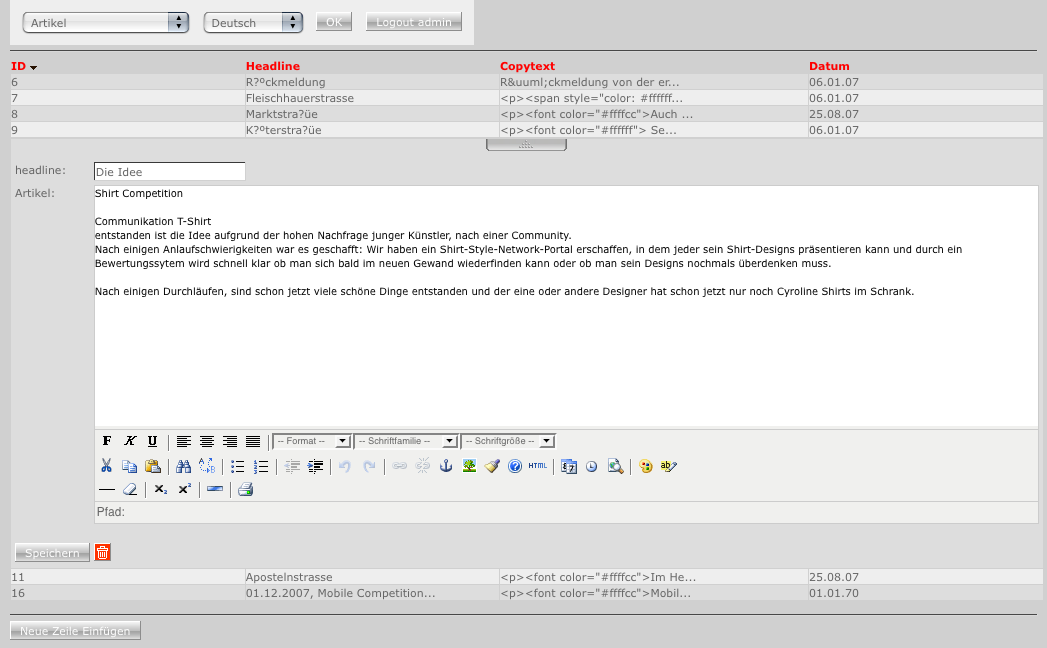 Einfache Texteditierung Das CMS war übersichtlich funktional und intuitiv bedienbar
